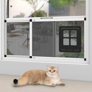 NEW Ventilated Pet Door for Window, Fits 36"-47" Width Window, 2-Min Install